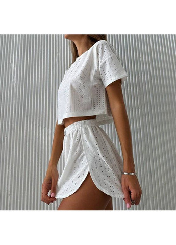 Біла жіноча піжама sm24107a white футболка та шорти жіноча піжама 5 шт. Lesko