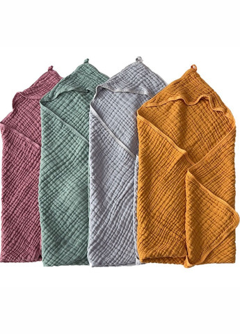 Детское полотенце с капюшоном органический хлопок ( муслин) 6-слойный, гипоаллергенный, 80 x 80 см 0 - 2 лет Желтый Lovely Svi однотонный желтый