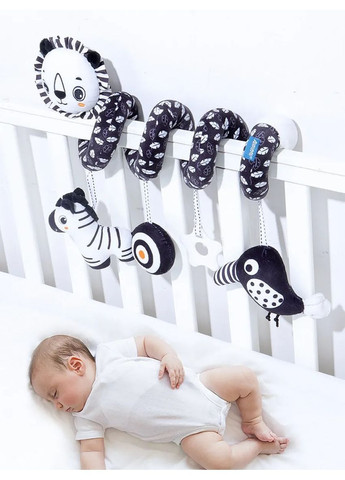Спіральна підвісна іграшка для коляски та ліжечка Левеня з друзями — чорно-біла з гризунцем 0+ STD (365267994)