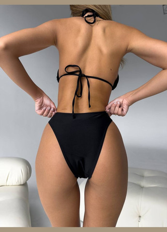 Черный демисезонный стильный минималистичный купальник раздельный Vakko