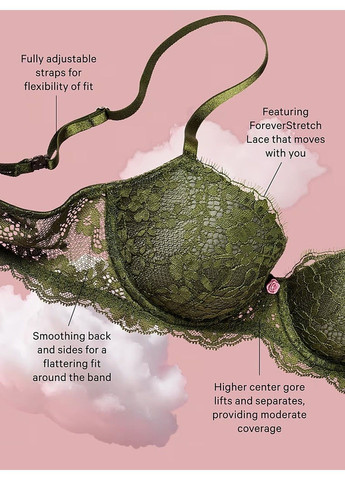 Коричневий бюстгальтер smooth & lace lightly lined classic coverage demi bra Victoria's Secret