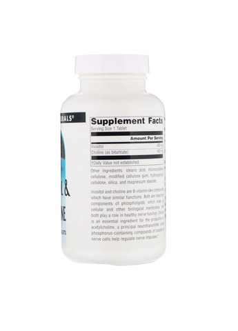 Холін і Інозитол Inositol Choline 800 мг 100 таб Source Naturals (359473468)