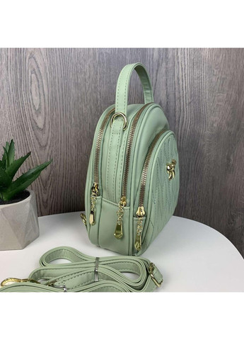 Стильний жіночий міні рюкзак сумка 2 в 1 екошкіра міський рюкзачок для прогулянок м'ятний сумка на плече ProDobro (363136521)