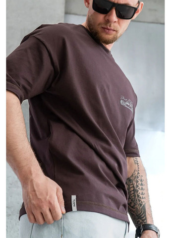 Коричневая мужская футболка оверсайз из хлопка с принтом porsche коричневая Teamv