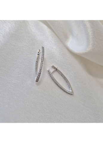 Серебряные серьги Палочки длинные с Белыми камнями серебро 925 пробы Родированное 920с 3.84г No Brand (306743395)