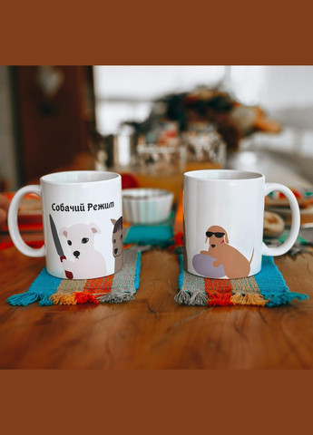 Кружка керамічна з принтом "Собачий Режим" 330 мл Біла No Brand (324263130)