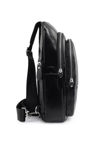 Чоловіча нагрудна сумка з натуральної гладкої шкіри Qvant 330ч - Чорна Tiding Слінг (366889779)