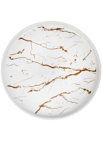 Блюдо фарфоровое Мраморная Роскошь 25х25 см для сервировки стола посуда с золотым узором Bona (370022318)