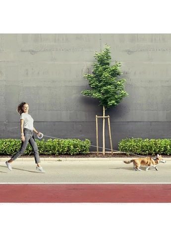 Поводок-рулетка для собак R-leash, круглая, до 40 кг, 2,9 м, светоотражающая лента WAUDOG (374416260)
