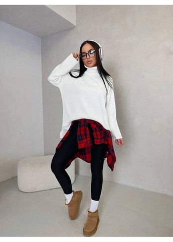 Молочный демисезонный удлиненный oversize светр с горловиной — замер в описании DK/DL Мода без кордонів