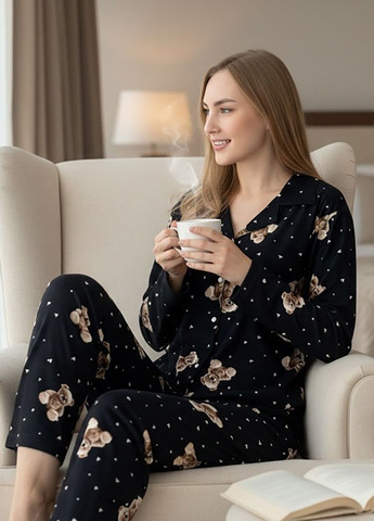 Черная всесезон пижама рубашка + брюки BOYRAZ