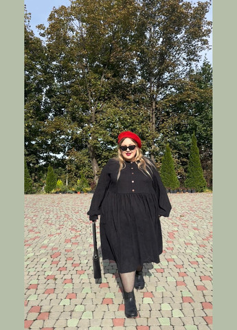 Черное платье вельвет EVVA