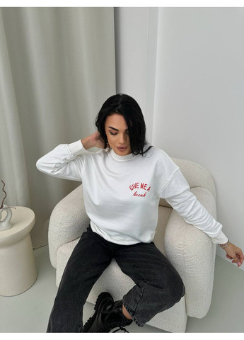 Білий світшот жіночий з ребаною — замір в описі Vione напис без декору (368708958)