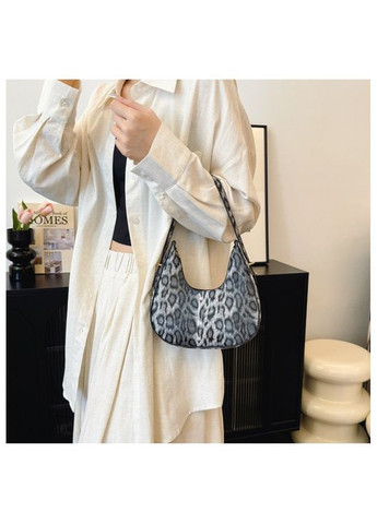 Женская сумка багет 9232 леопардовая через плечо серая No Brand (313235545)