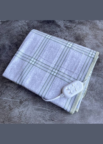 Электропростынь двуспальная с двумя зонами с цветным рисунком Байка Турция 155x170 см 55221 Клетка Серая Lux (337093716)