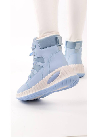 Зимние ботинки женские зимние голубые No Brand без декора из искусственной кожи, плащевка