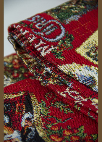 Червона Новорічна скатертина на овальний стіл, святкова гобеленова овальна скатертина на стіл 120х160 Maystat (305391074)