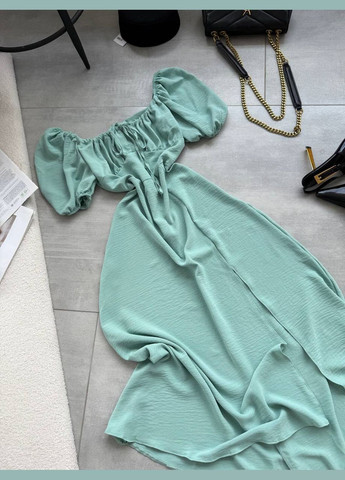 Фісташкова святковий, повсякденний, вечірня жіноча фісташкова сукня міді No Brand однотонна