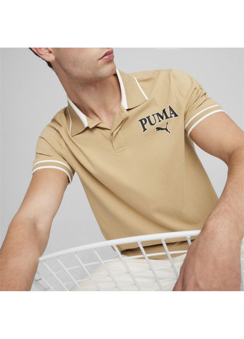 Бежевая футболка-поло squad men's polo для мужчин Puma однотонная