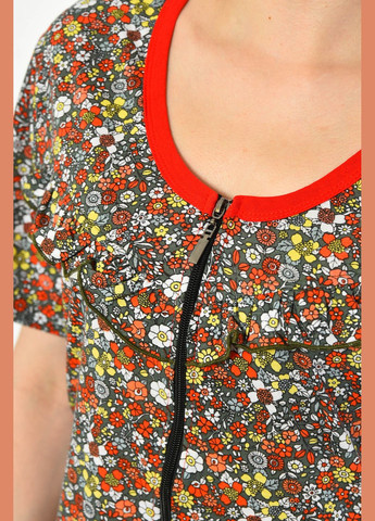 Халат женский полубатальный с принтом цвета хаки Let's Shop (297437583)