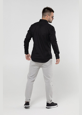 Черная рубашка однотонная Redpolo