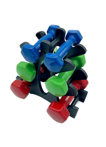 Набор виниловых гантелей на подставке Vinyl Dumbbell Set NE-VIN-12, 2 шт по 0,5 кг, 1 кг, 1,5 к Newt (336331527)