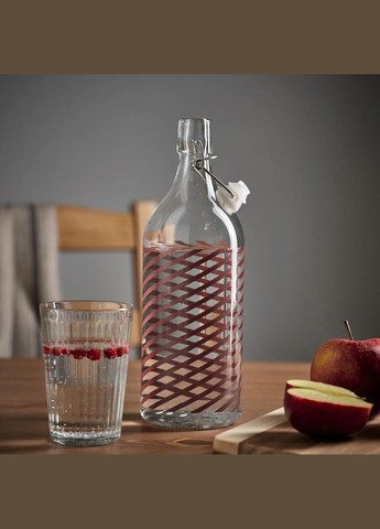 Бутылка с крышкой ИКЕА KORKEN 1 год серо-розовое стекло (10564701) IKEA (284118793)