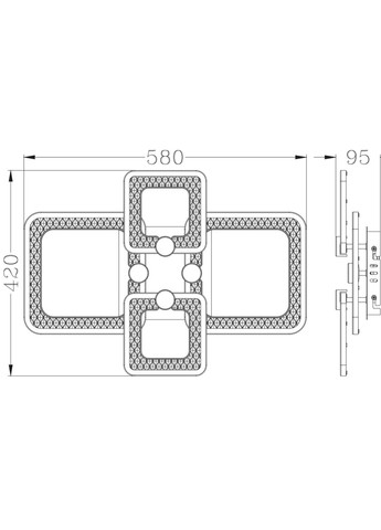 Керована світлодіодна люстра TIRE 60W 4S-APP-580-420-95-WHITE/CLEAR-220-IP20 ESLLSE (301020886)