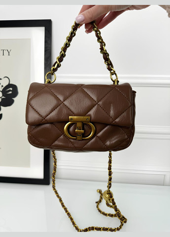 Жіноча клатч з плечевим ремінцем коричнева No Brand сумка (328388547)