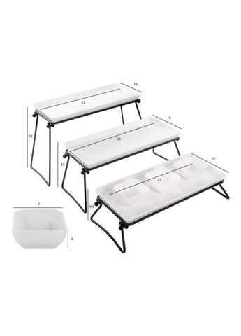 Набір з 3 сервірувальних блюд на підставці No Brand (366831824)