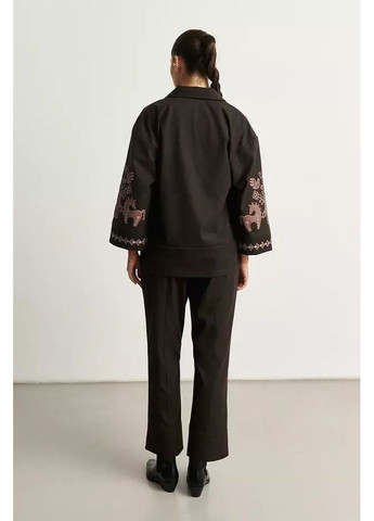 Жіночий костюм брючний трикотажний з тунікою-вишиванкою оверсайз MKRM4279 Rica Mare (372989435)