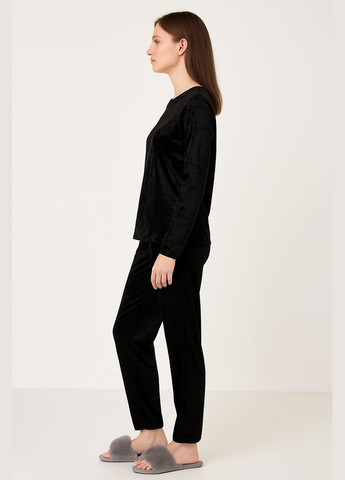 Черная пижама женская велюровая кофта брюки черная Modashoping
