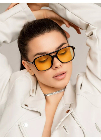 Очки солнцезащитные авиатор Sunny черные с желтыми линзами No Brand (315705472)