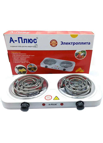 Плита двоконфоркова електрична кухонна A-Plus 2103 настільна переносна електроплита спіральна 2000 Вт А-Плюс (297331000)