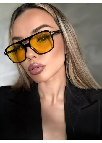 Сонцезахисні окуляри авіатор Casual жовті з чорним No Brand (311604629)