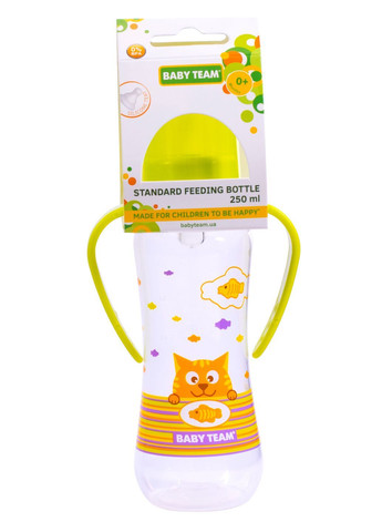 Бутылочка для кормления, с ручками и силиконовой соской, 250 мл, салатовый () Baby Team 1411_салатовый (366471966)