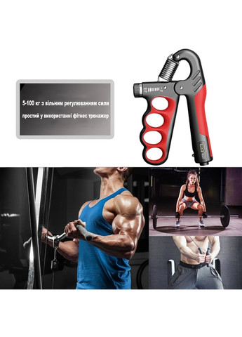 Регульований еспандер для пензля з навантаженням 5-100кг з лічильником натискань до 9999 чорно-жовтогарячий No Brand (314933730)