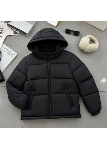 Чорна демісезонна жіноча демісезонна куртка з холофайбером — заміри в описі куртка-пальто DK/DL Мода без кордонів