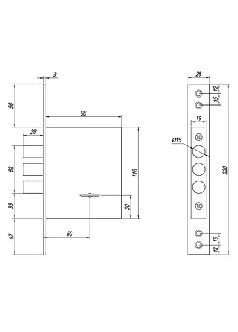 Врізний замок Avers T-57/S8-CR Apecs (370289898)