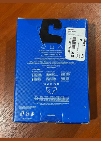 Набір 3 шт чоловічі труси Adidas Originals 3 Pack 3-Stripe Briefs BLACK (337174937)