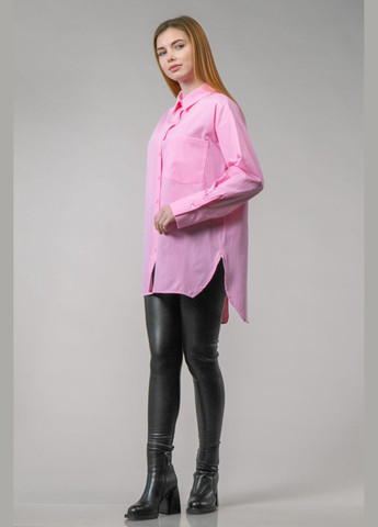 Розовая повседневный, кэжуал рубашка однотонная CHICLY с длинным рукавом