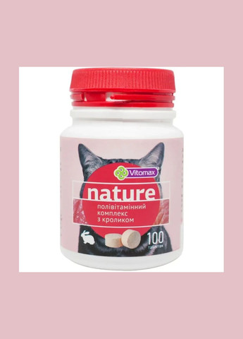 Nature Полівітамінний комплекс для котів з КРОЛИКОМ 100 таблеток, 50 г, 201487 Vitomax (278308822)