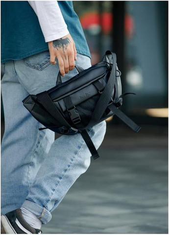 Спортивная сумка мужская на пояс через плечо из экокожи большая Черный 35284 Sambag (352165872)