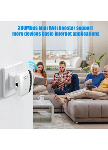 Бездротовий WiFi Репітер 300 Мбіт/с, Підсилювач Сигналу 2.4GHz Білий B&G (382348748)