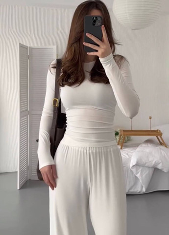 Повсякденний базовий костюм двійка: приталена кофта + прямі штани Україна (322760563)