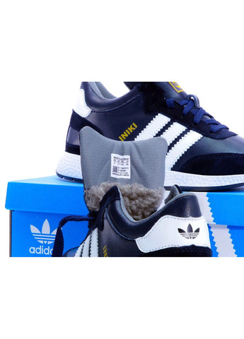 Синій Зимовий кросівки зимові чоловічі adidas iniki winter fur blue | адідас інікі сині з хутром No Brand