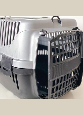 Переноска контейнер для кошек и собак до 8 кг. Irak Plastyk PT105 (55×36.5×33 см) черно-серая (168093) Irak Plastik (285770928)