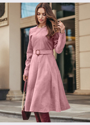 Розовое вельветовое платье-клёш розового цвета Dressa