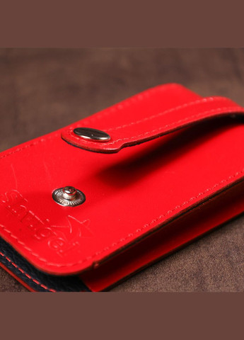 Компактная кожаная ключница с хлястиком 13987 Красная Shvigel (298568555)