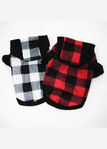 Теплое худи для котов и кошек с капюшоном Pet Style "Крупная клетка" Черная XS No Brand - (323234150)